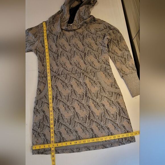 Lole Gray Hoodie Sweatshirt Sweater Dress with Pockets Leaf Pattern Women's XL - Picture 12 of 13
